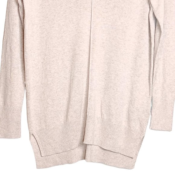 Old Navy Pullover Sweater Womens Small Beige Ribbed Trim V-Neck Lagenlook Preppy - Picture 3 of 5